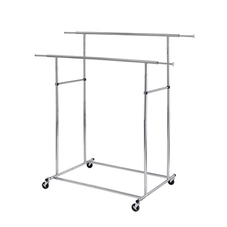 Ore International 65 in. Dual Bar Adjustable Industrial Garment Rack FF-2056